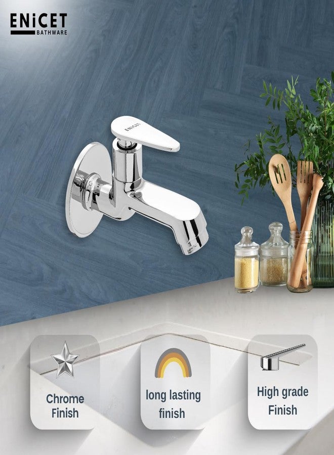 ENICET صنبور نحاسي من إينيسيت للحمام، مع شفة جدارية، صنبور قصير، طلاء كروم، ضمان 7 سنوات، تدفق رغوي، صنابير حمام منزلية، صنبور مياه مثبت على الحائط (BG10101) (وحدة من وحدتين) - Image 2